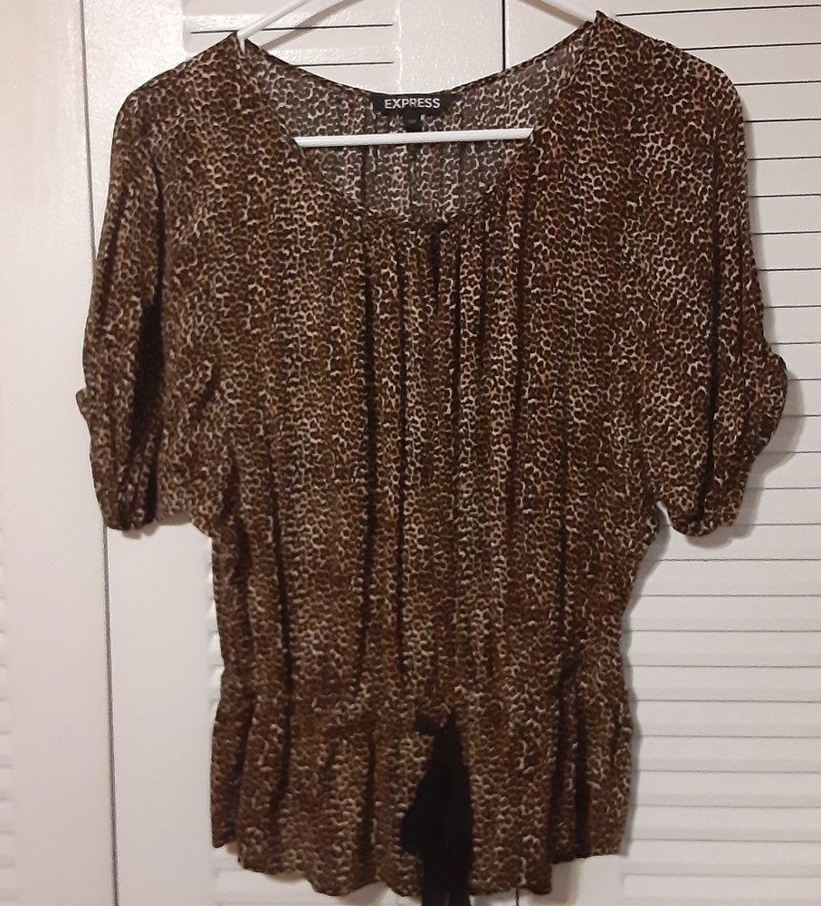 Express leopard print peasant blouse
